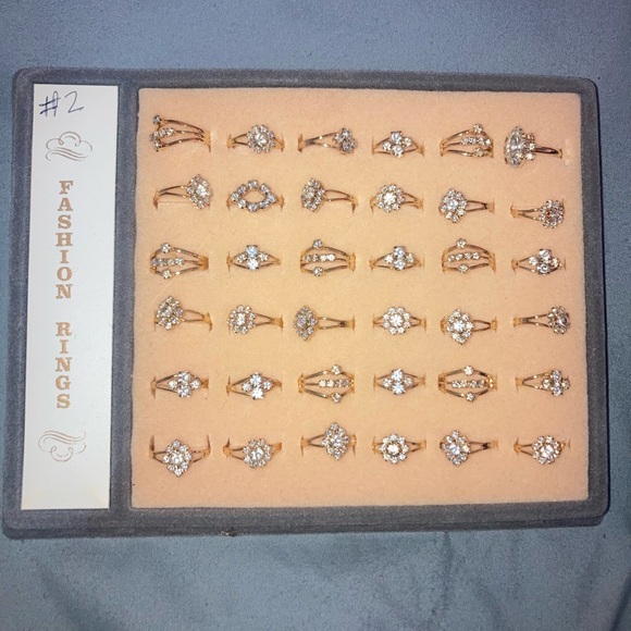 Jewelry - Vintage Adjustable Gold Tone and Silver Stone Fashion Rings pick one